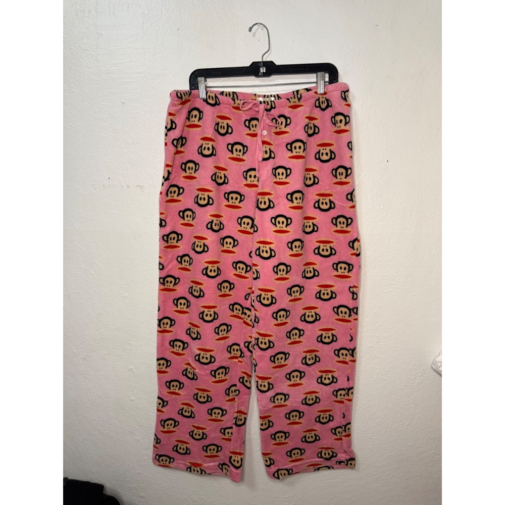 Paul Frank Women's XL Fuzzy Pajama Pants Pink Julius the Monkey Loungewear